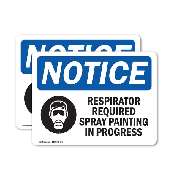 (2 Pack) Respirator Required Spray Painting Sign