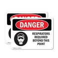 thumbnail image 1 of (2 Pack) Respirators Required Beyond This Point OSHA Danger Sign 24 Inch X 18 Inch Indoor / Outdoor Rust-Free Aluminum Metal Signs for Workplace, Workshop, and Construction Site, Made, 1 of 8
