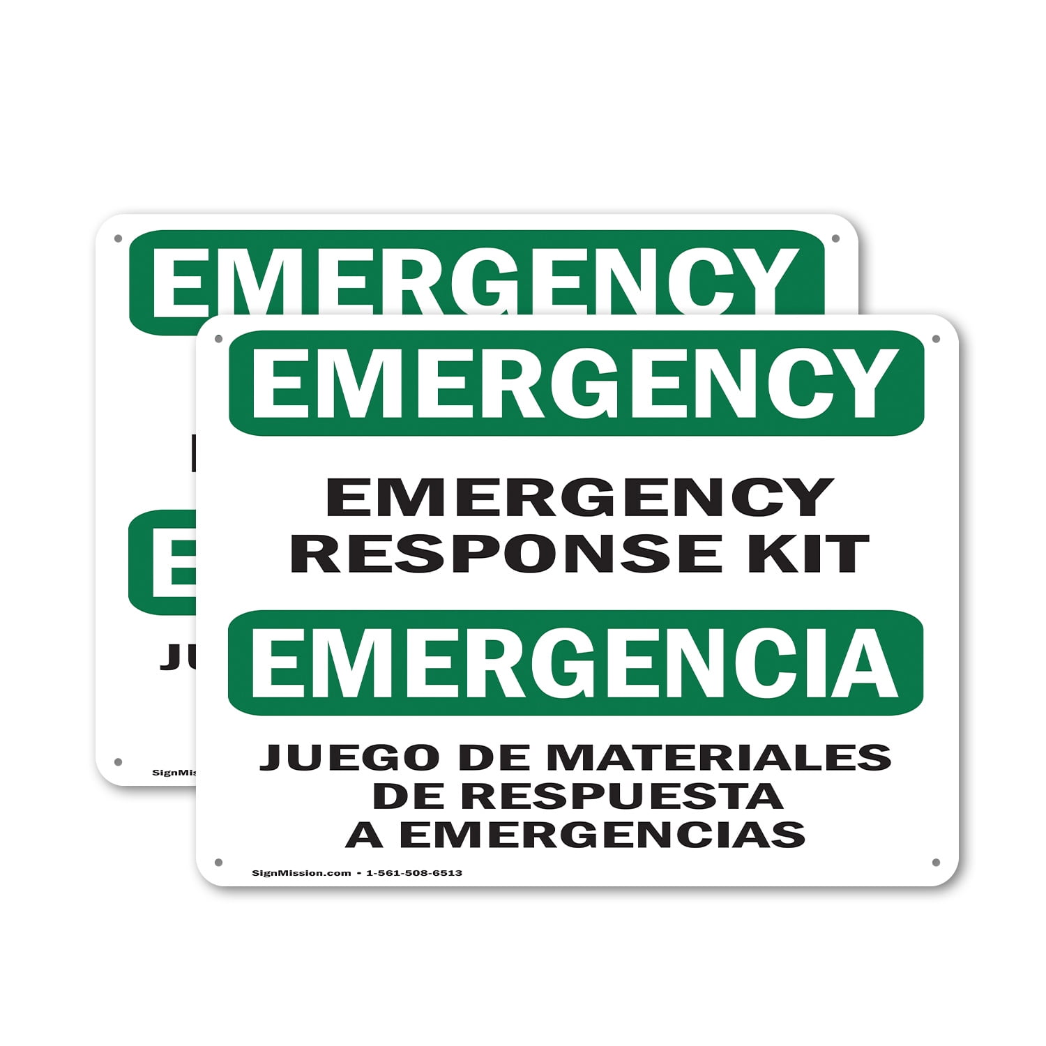 (2 Pack) Response Kit Bilingual OSHA Emergency Sign 18 Inch X 12 Inch ...