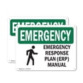 thumbnail image 1 of (2 Pack) Response Plan (ERP) Manual With Symbol OSHA Emergency Sign 24 Inch X 18 Inch Plastic Sign, Weather Resistant, UV Protected for Workplace, Business, and Construction Site, Made, 1 of 8