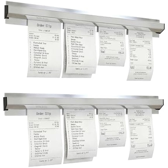 2 Pack Restaurant Ticket Holder, 17 Inch Receipt Holder for Kitchen Office Wall Refrigerator Home Pub Bar Cafe (Silver, 2Pcs)