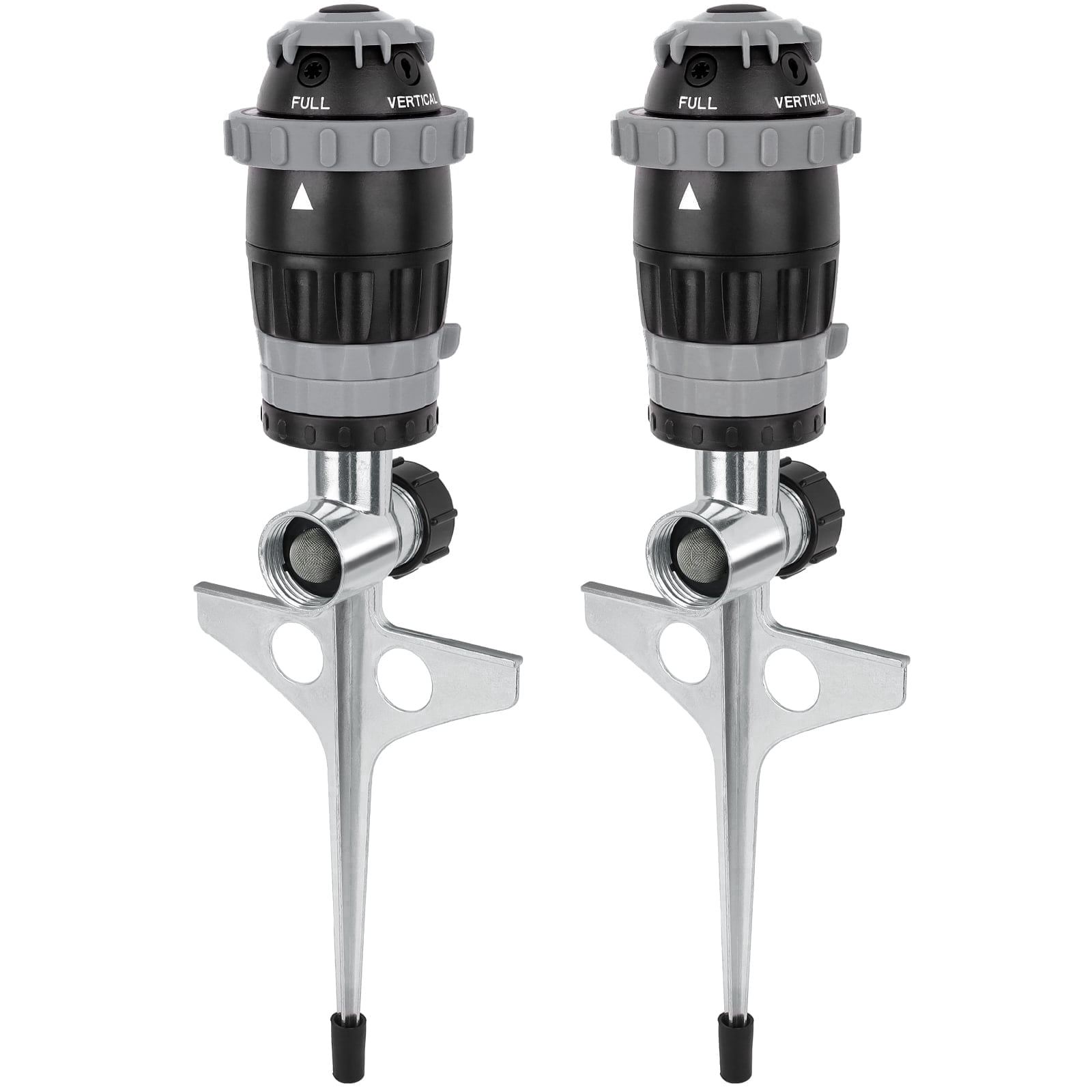 [2 Pack] Restmo Gear Drive Sprinkler with Metal Spike Base, 5-Pattern Heavy Duty Gardening Watering System, Multi-Adjustable Lawn Sprinkle for Garden Plant, Flower Bed and Large Yard Area, Gray
