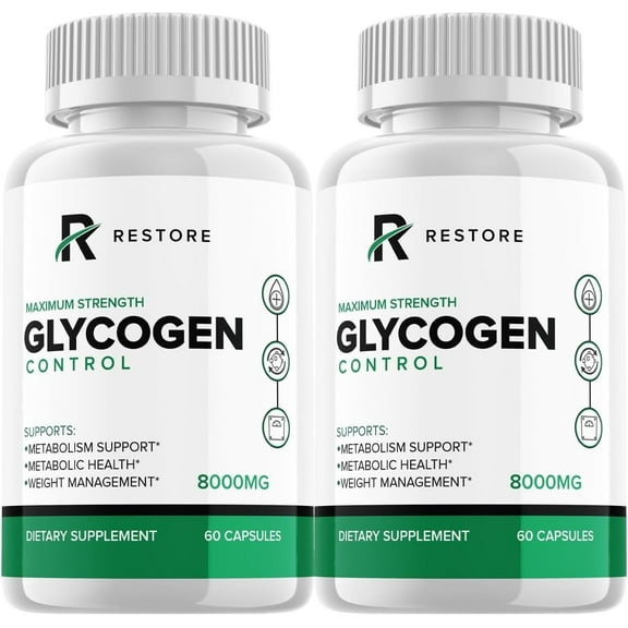 2 Pack Restore Glycogen Control, Restore, Glycogen Control, Restore Glycogen Control Advanced Formula Support Supplement, Restore Glycogen Control Metabolic Health Pills 120 Capsules