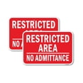 thumbnail image 1 of (2 Pack) Restricted Area No Admittance Authorized Personnel | 12" X 18" Heavy-Gauge Aluminum Sign | Rust Free Aluminum, Weather Resistant, Waterproof, Fade Resistant, 2 Pre-drilled, 1 of 4