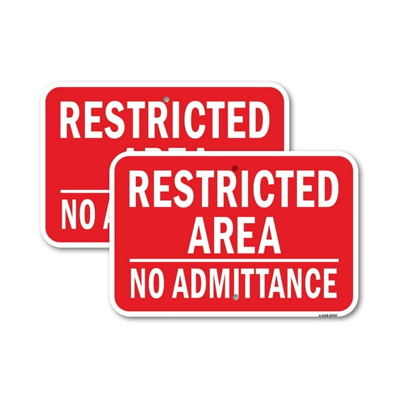 (2 Pack) Restricted Area No Admittance Authorized Personnel | 12" X 18" Heavy-Gauge Aluminum Sign | Rust Free Aluminum, Weather Resistant, Waterproof, Fade Resistant, 2 Pre-drilled