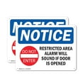 thumbnail image 1 of (2 Pack) Restricted Area Alarm Will Sound OSHA Notice Sign 10 Inch X 7 Inch Plastic Sign, Weather Resistant, UV Protected for Workplace, Business, and Construction Site, Made in the USA, 1 of 8