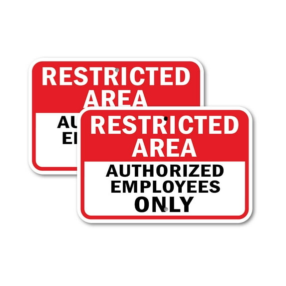 (2 Pack) Restricted Area Authorized Employees Only | 18" X 24" Heavy-Gauge Aluminum Sign | Rust Free Aluminum, Weather Resistant, Waterproof, Fade Resistant, 2 Pre-drilled Holes