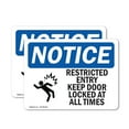 thumbnail image 1 of (2 Pack) Restricted Entry Keep Door Locked Sign, 1 of 7