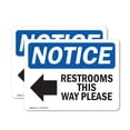 thumbnail image 1 of (2 Pack) Restrooms This Way Please [Left Arrow] Sign, 1 of 7