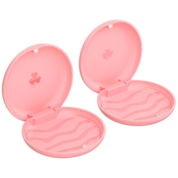 (2 Pack Retainer Cases,Solid Orthodontic Retainer Case (Pink)