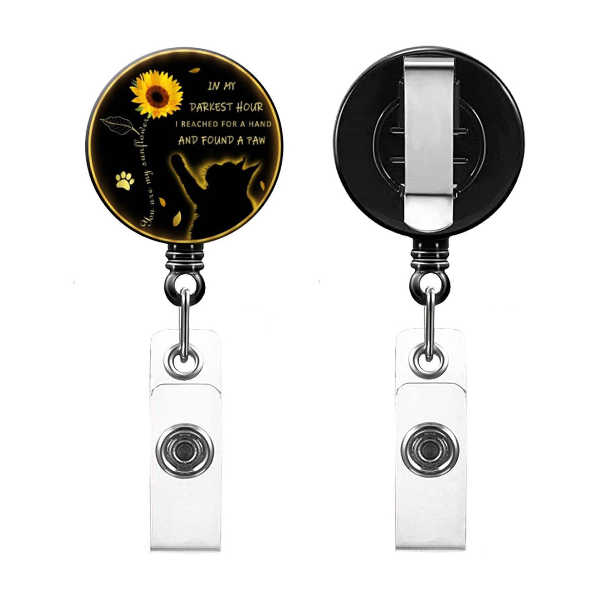 2-Pack Peony Flower Badge Reels - Retractable ID Holder For Teachers, Nurses, Office Workers, 27.6" Cord 1 thumbnail image