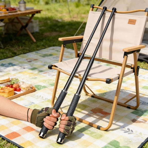 2-Pack Retractable Camping Stakes Support Poles, Heavy-Duty Extendable Tent Sticks for Outdoor Camping & Picnic