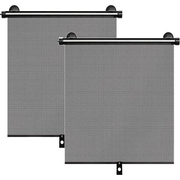 2 Pack Retractable Car Shades for Side Windows - Window Sun Shade for Car with Strong Suction Cups | Roller Shades UV Heat Block Sun Shade for Cars House Office Window (S:15.7"x17.1")