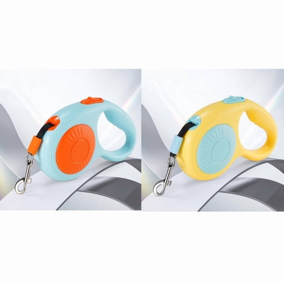 2 Pack Retractable Dog Leash for Small & Medium Dogs – Anti-Slip Soft Grip, 360° Tangle-Free, Strong Nylon Tape with One-Handed Brake & Pause