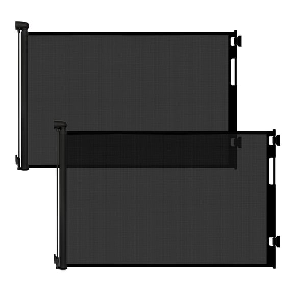 (2 Pack) Retractable Gate For Stairs And Doorways  55" Wide X 33" Tall Dog Indoor & Outdoore Safety Pets Gates Hallways Hardware Mounted Black