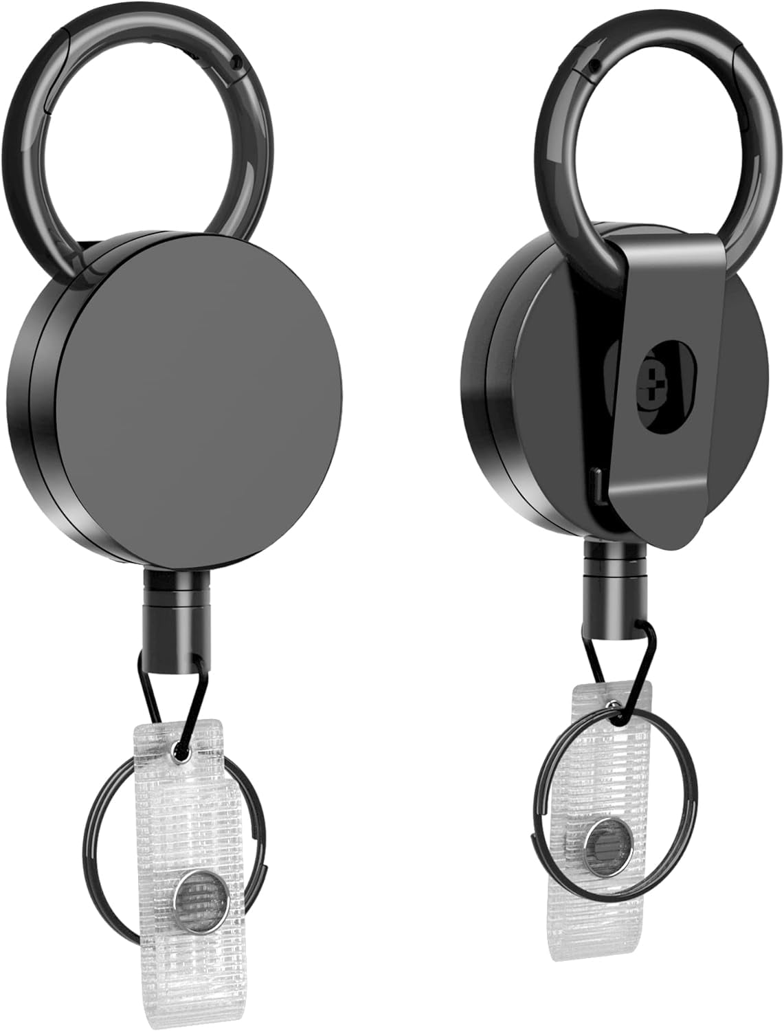 2 Pack Retractable ID Badge Holder, Heavy Duty Badge Reel with Belt