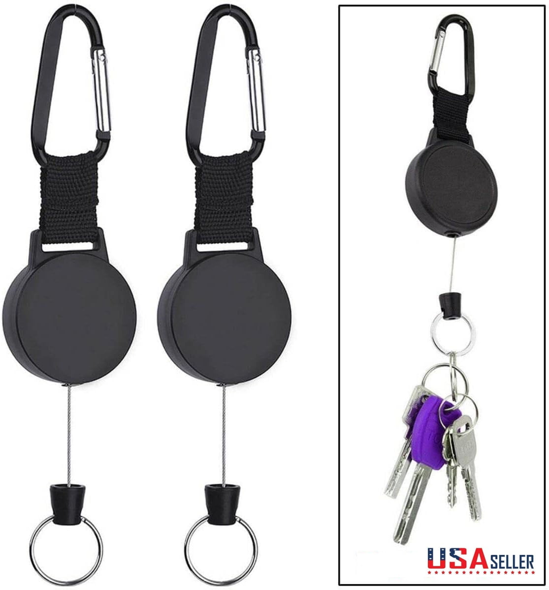 2 Pack Retractable Key Chain Heavy Duty Badge Holder Reel With ...