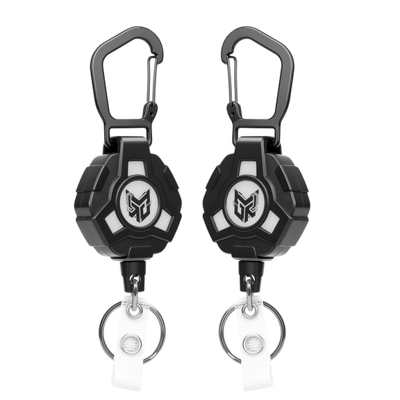 2-Pack Retractable Keychain, Heavy Duty Carabiner Badge Holder, Tactical ID Badge Reel Key Chain with 31.5 Steel Retractable Cord, 8.0 oz