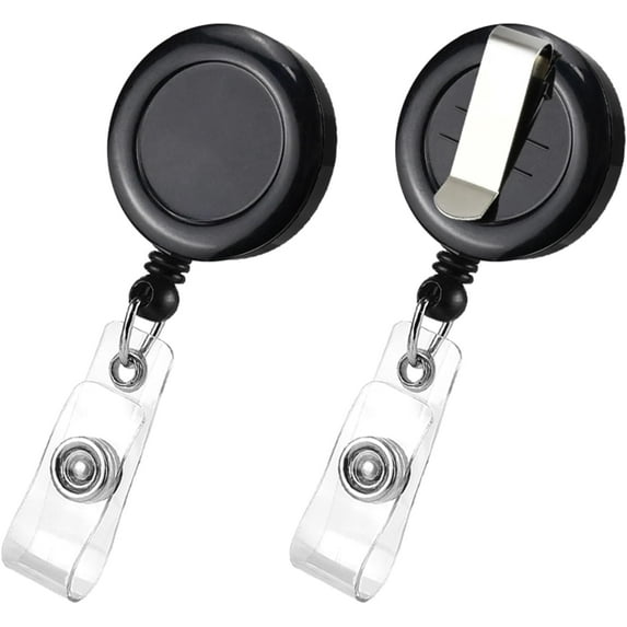 2 Pack Retractable Name Badge Holder Reel with Belt Clip Badge Reel ...