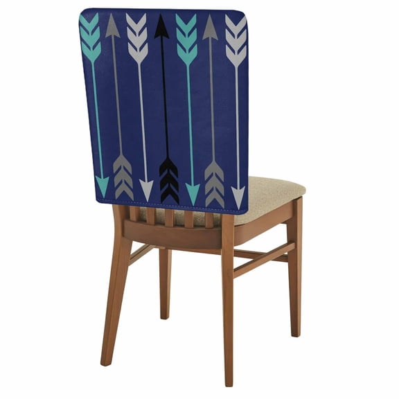 2 Pack Retro Arrows Chair Back Covers Green Black Gray Arrows Blue Background Stretchable Removable Chair Slipcovers Washable Seat Covers for Dining Room Kitchen Restaurant 19 x 18 Inch
