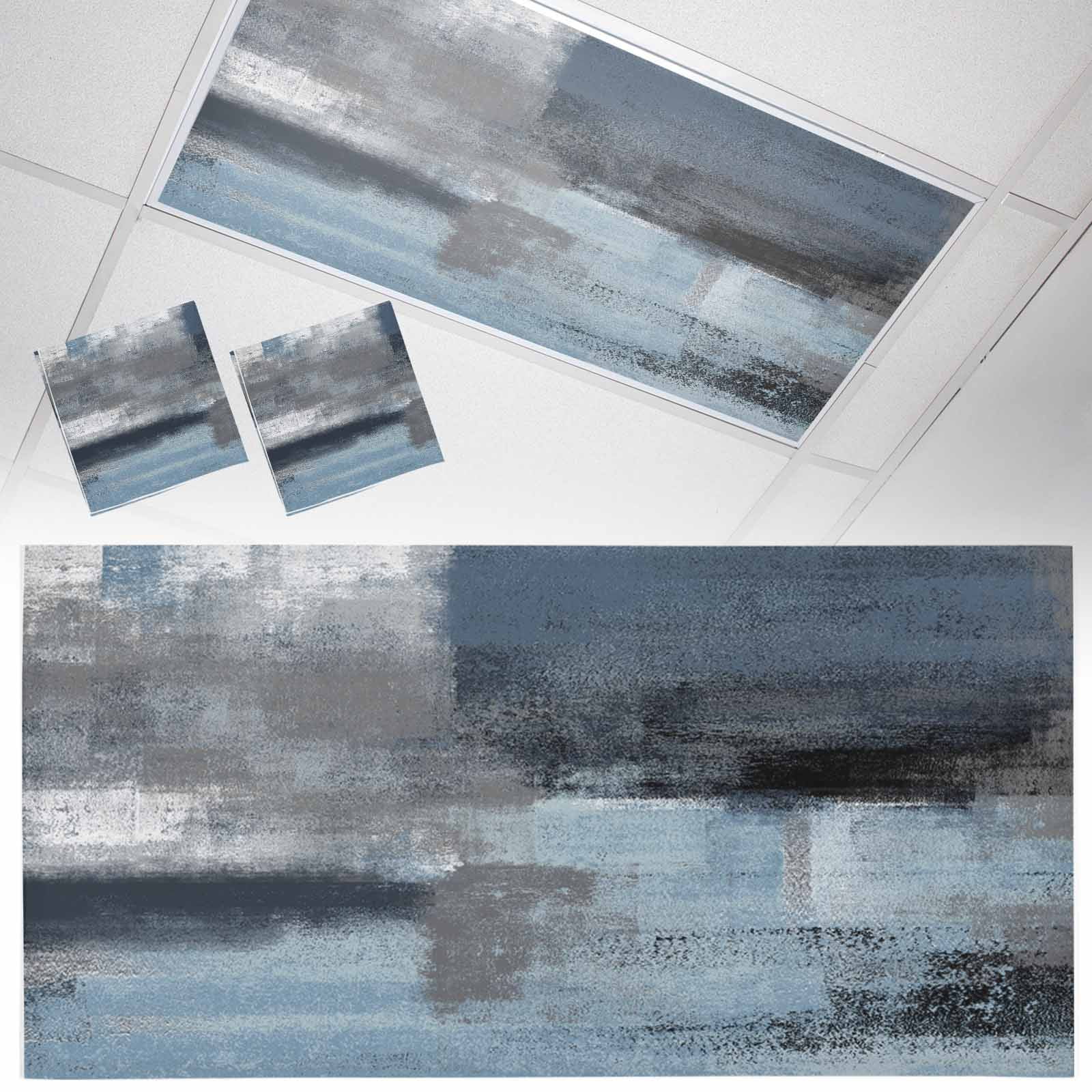 2 Pack Retro Blue Fluorescent Light Covers for Ceiling Lights Abstract ...