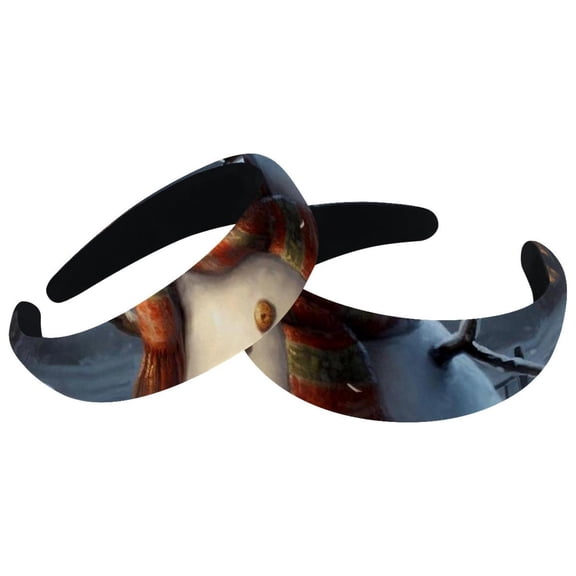 2 Pack Retro Christmas Snowman Headbands for Women Fashion Wide Headband Yoga Workout Head Bands Hair Accessories Band