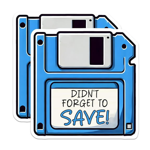 (2 Pack) Retro Floppy Disk Magnets - Office - Computer Geek Accessories - Didn't Forget to Save - Funny Quote Magnets - 5" On Longest Side - for Cars, Fridges, Toolboxes - Made in USA - MAG3715