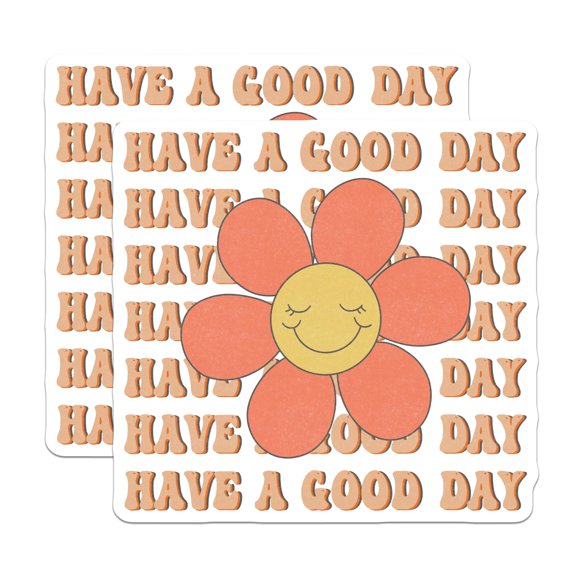 (2 Pack) Retro Flower Magnets - Have A Good Day - Smiley Face Magnet Set - 5" On Longest Side - Premium Magnet - for Cars, Refrigerators, Toolboxes, Lockers - Made in USA - MAG15026
