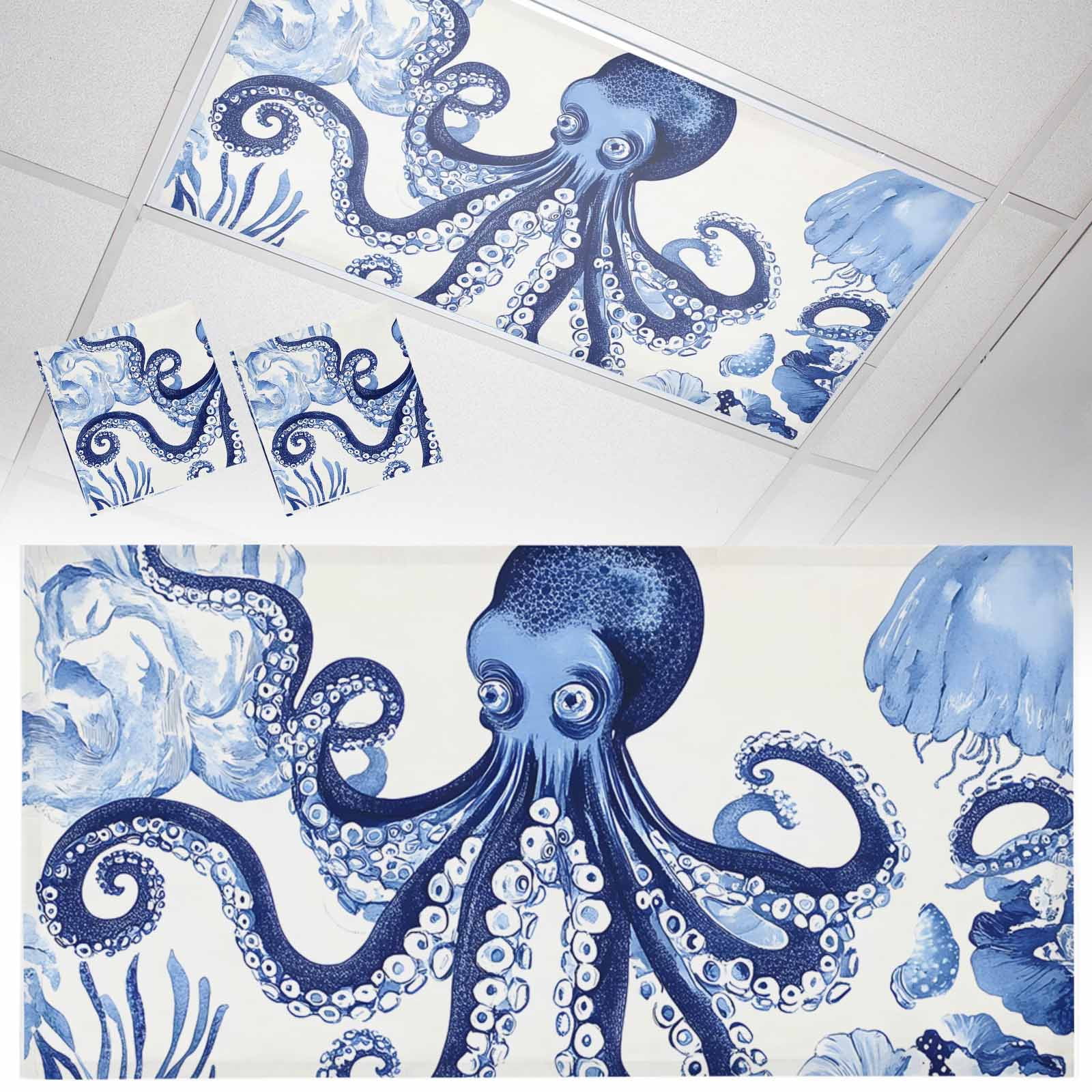 2 Pack Retro Octopus Fluorescent Light Covers for Ceiling Lights ...