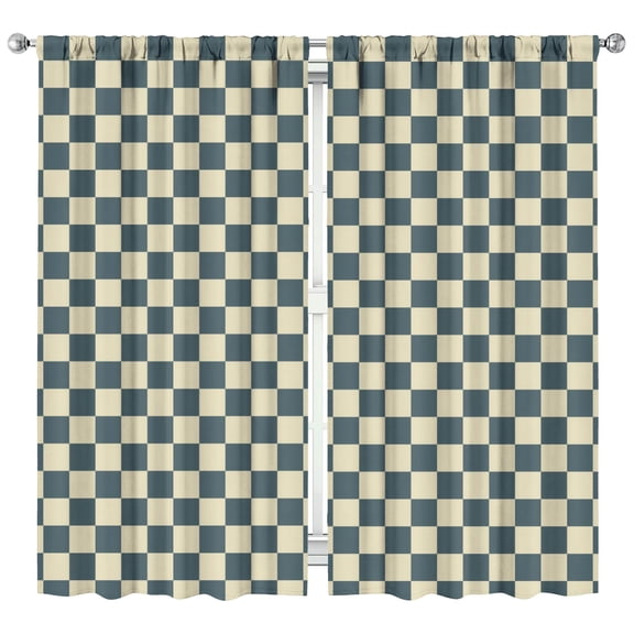 2 Pack Retro Plaid Kitchen Curtains 42x84 Inch Tier Window Panels Rod Pocket Semi-Sheer Rustic Caf Decor