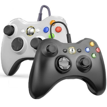 2 Pack RetroFam Xbox 360 Wired Joysticks Video Game Controller, Black and White