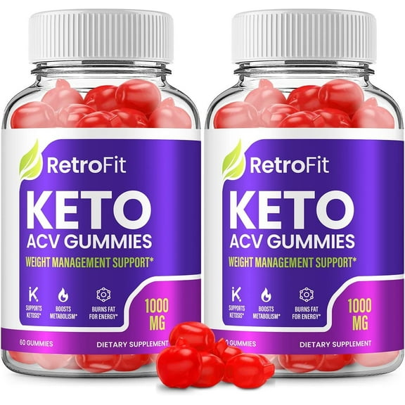 2 Pack Retrofit Keto ACV Gummies Retrofit ACV + Keto Advanced Keto Formula Plus Apple Cider Vinegar Keto Gummies Dietary Supplement B12 Beet Root Juice Men Women 120 Gummies