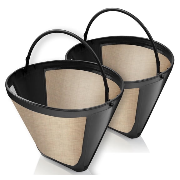 2-Pack Reusable #4 Cone Coffee Filters for Cuisinart 1014 Cup Brewers (DCC-3200, DCC-1200, DCC-3400) & Ninja Coffee Makers, Stainless Steel Mesh, Permanent, Dishwasher-Safe