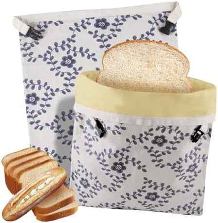 Tyzarglef Reusable Beeswax Bread Bags, 2 Pack 17x13 Inch Beeswax-Lined Cotton Bags - View #4