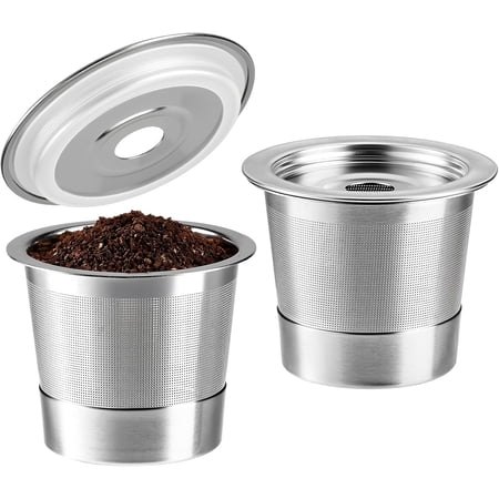2 Pack Reusable Coffee Pods Compatible with Ninja PB051, PB041 & CFP101 Coffee Makers, 304 Stainless Steel Permanent Coffee Filters, Compatible with K-Cup Brewing Systems