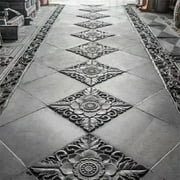 2 Pack Reusable Concrete Paver Molds, 15.7" Square Floral Pattern Plastic Pathway Molds, DIY Walkway Stepping Stone Molds for Garden Patio Yard Path Pavement