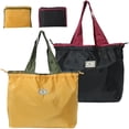 thumbnail image 1 of 2 Pack Reusable Grocery Bags, Washable Shopping Totes Fit in Pocket, Foldable Drawstring Lightweight Grocery Bag for Shopping, Black + Yellow, 1 of 6
