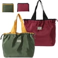 thumbnail image 1 of 2 Pack Reusable Grocery Bags, Washable Shopping Totes Fit in Pocket, Foldable Drawstring Lightweight Grocery Bag for Shopping, 1 of 6