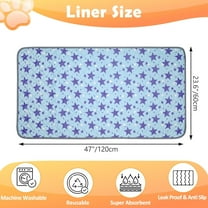 2 Pack Reusable Guinea  Cage Liners, 47" x 24" Washable Pee Pads,  Absorbent Waterproof Anti Slip Mat for Rabbit Hamster Small Animals - Blue