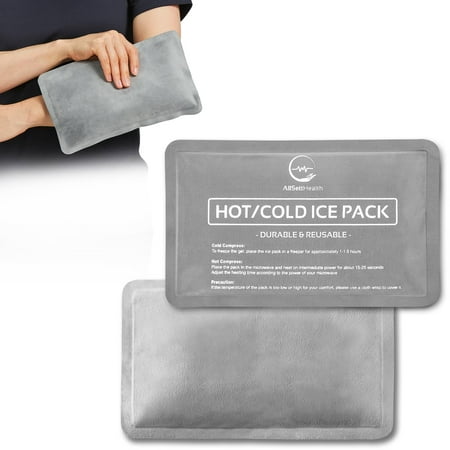 2 Pack Reusable Ice Packs for Injuries - Soft Ice Pack with Velvet Soft Fleece Fabric | Flexible Hot and Cold Gel Ice Pack Set- Cold Packs for Injuries, Knee, Back, Neck Pain - 10 x 6, Grey