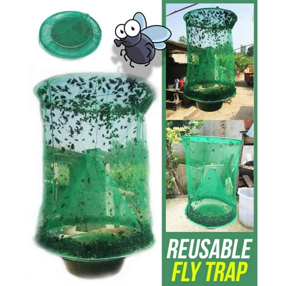 2 Pack Reusable Ranch Fly Catcher Killer Cage Net Trap Insert Bug Pest Hanging Catcher