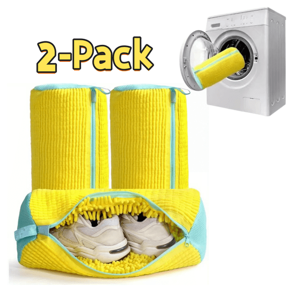 2-Pack Reusable Shoe Washing Machine Bag for Washer and Dryer, Zippered Laundry Bag for Sneakers and Delicate Footwear