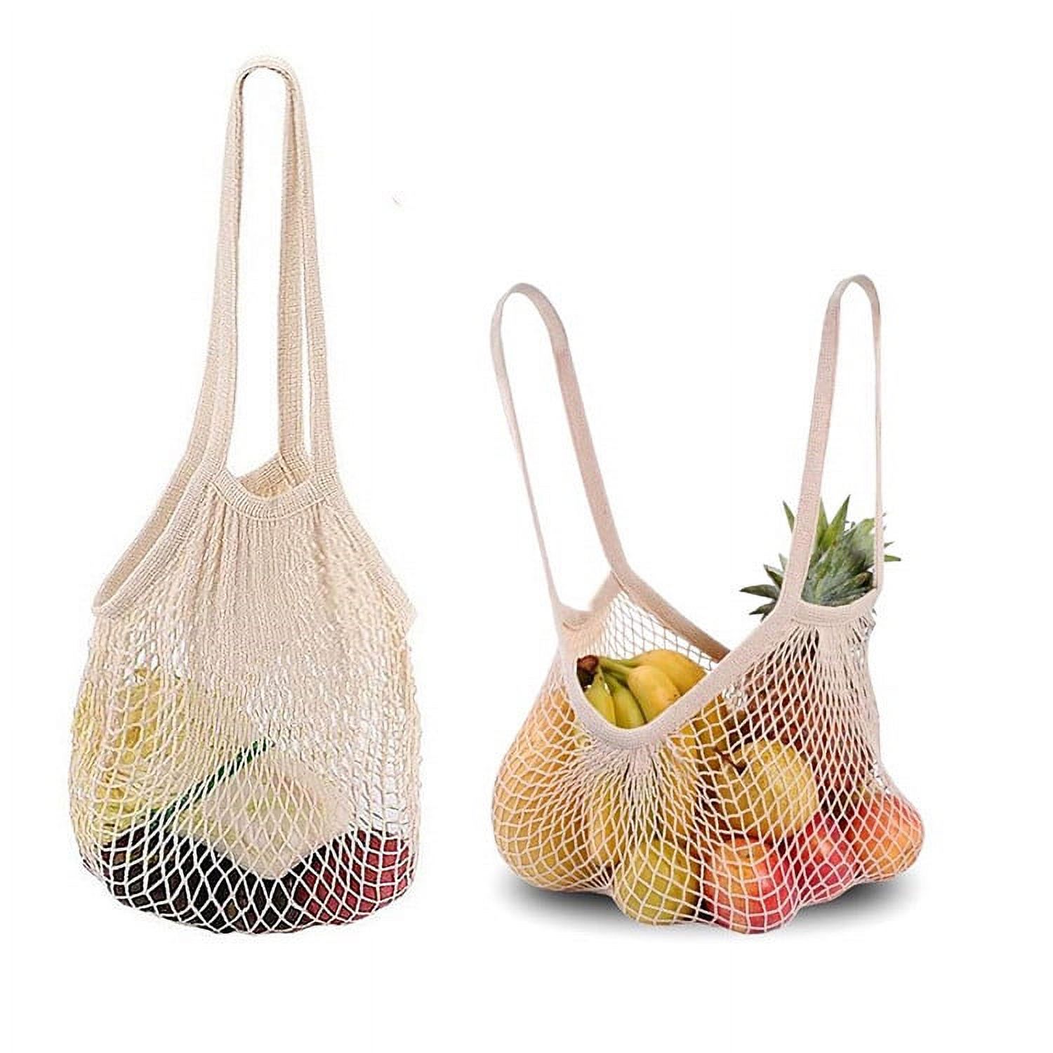 2 Pack Reusable Shopping Bags Cotton Mesh Grocery Bags, Mesh Tote Bag