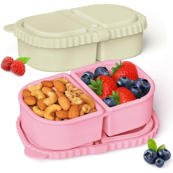 2 Pack Reusable Silicone Snack Containers with Lids, Meal Prep ...