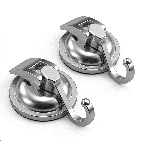 2-Pack Reusable Suction Cup Hooks, No-Drill Temperature-Resistant Hooks for Smooth Tile, Glass, Mirrors and Plastic