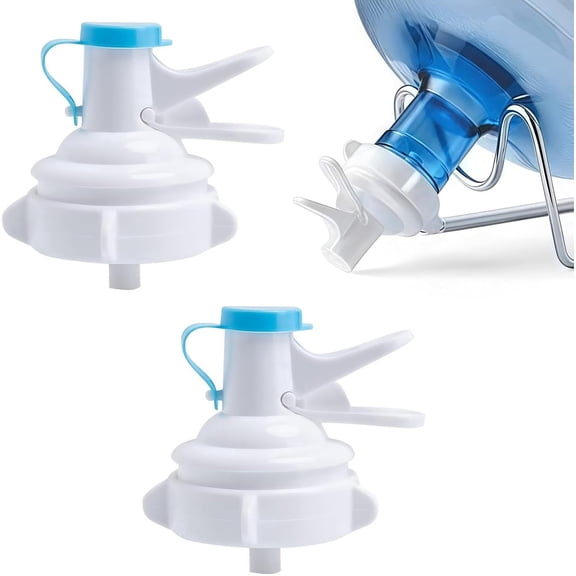 2 Pack Reusable Water Dispenser Spigot Valve, 55mm Non Threaded Pump Spout Fits 5 Gallon Crown Top Water Jugs, Replacement Tap for Drinking Water Bottles