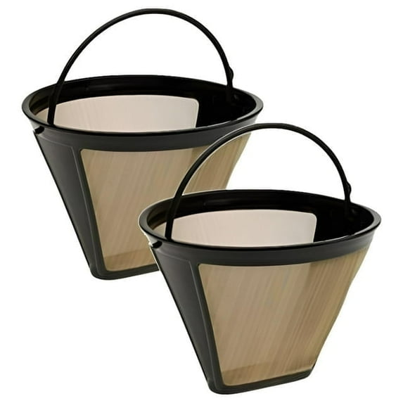 2 Pack Reusable coffee filters for cuisinart and ninja coffee filter Gold Stainless Steel Mesh No.4 Permanent coffee filter replacement for DCC-3200P1 SS-15P1 Ninja CFP301 CFP201