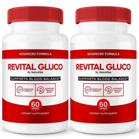 (2 Pack) Revital Gluco Original Formula with a Clean Blend to Support Healthy Circulation, Natural Energy & Balanced Levels | Just 2 Easy-to-Swallow Pills Daily (120 Capsules)