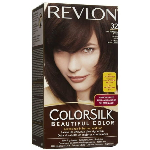 2 Pack Revlon ColorSilk Beautiful Permanent Hair Color (32) Dark Mahogany