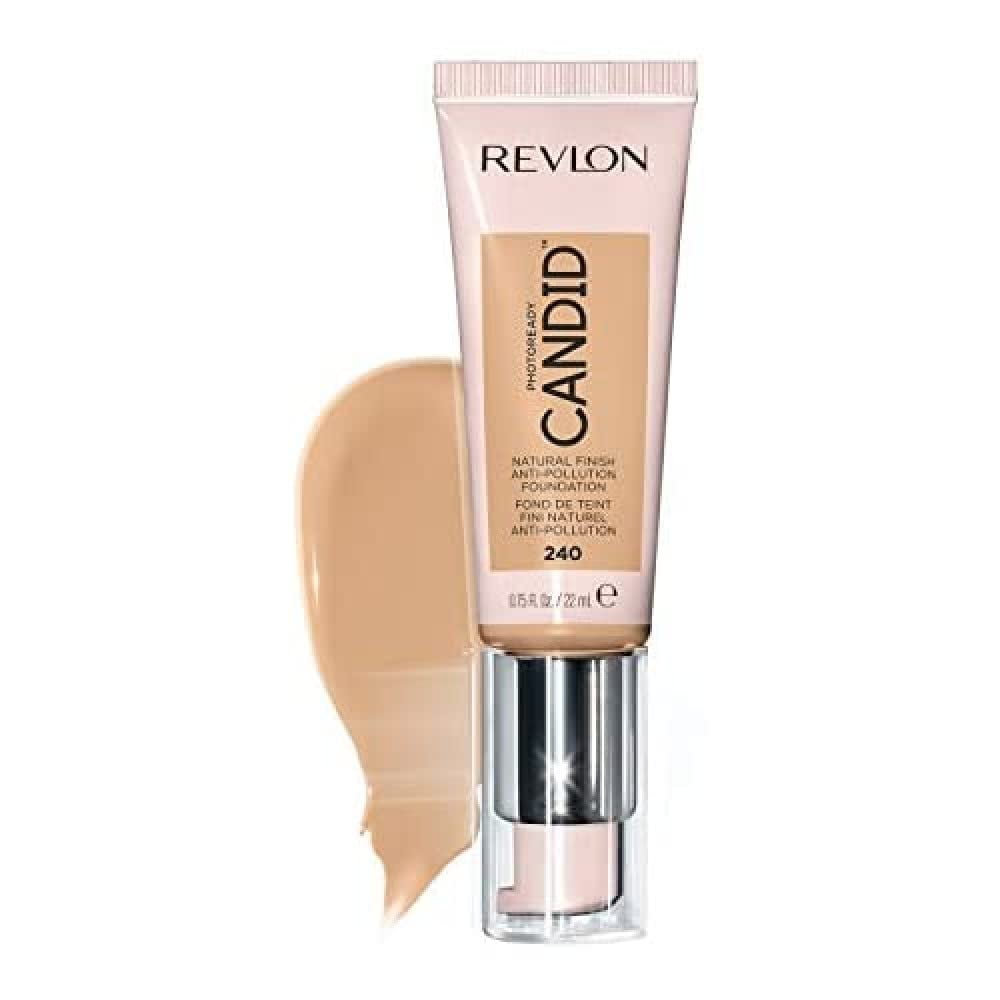 2 Pack Revlon PhotoReady Candid Natural Finish Foundation, with Anti-Pollution, Antioxidant, Anti-Blue Light Ingredients, 240 Natural Beige, 0.75 fl. oz.